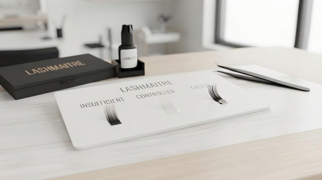 LASHMAITRE adhesive amount and flow comparison board