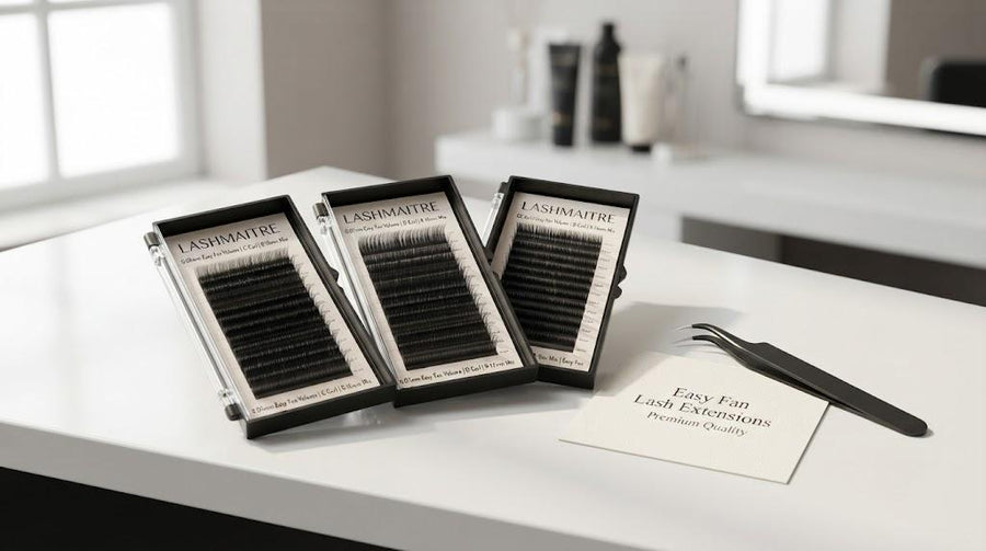 LASHMAITRE easy fan lash extensions volume lash trays with professional tweezer and product card