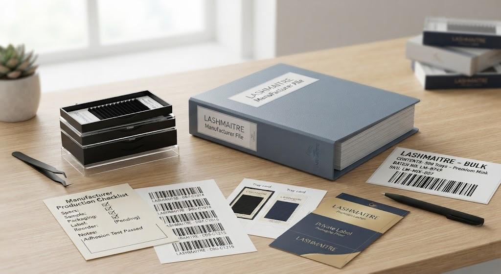 LASHMAITRE eyelash extension manufacturer private label production file and tray samples