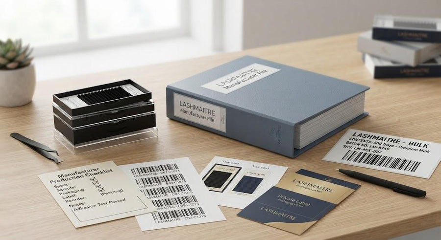 LASHMAITRE eyelash extension manufacturer private label production file and tray samples