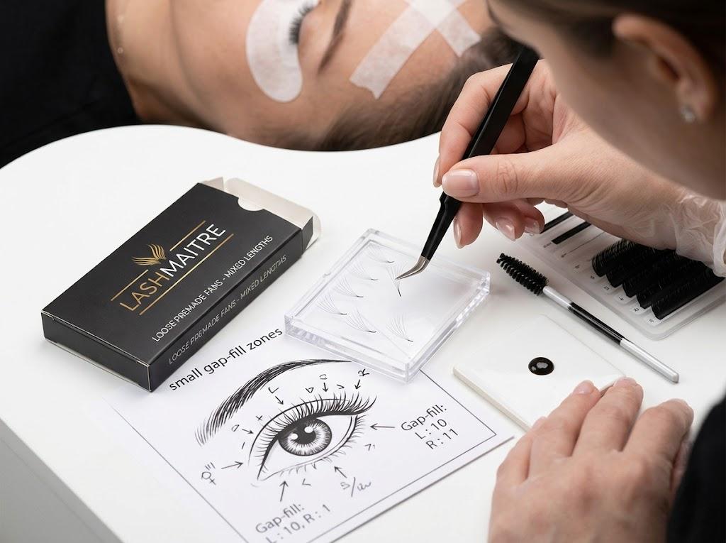 Under-eye gel pad and lash tape used together during a lash extension service