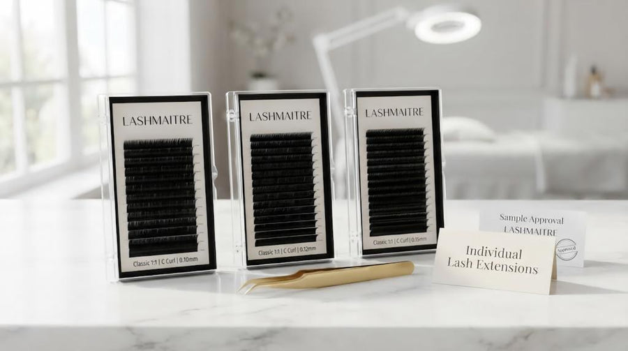 LASHMAITRE individual lash extensions in classic lash trays for salon stocking