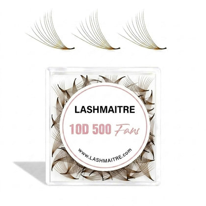 LASHMAITRE 10D Dark Brown Loose Premade Fans - Pointy Base 500 Fans main product photo