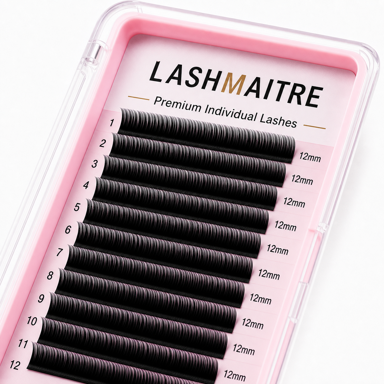 Special curl individual lash extension profile shown at a 45-degree angle