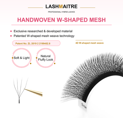 LASHMAITRE W Shape 4D Premade Volume Fan Lashes handwoven W-shaped mesh detail