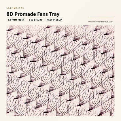 LASHMAITRE 8D Promade Fans Tray - 500 Fans ultra-narrow base fan detail