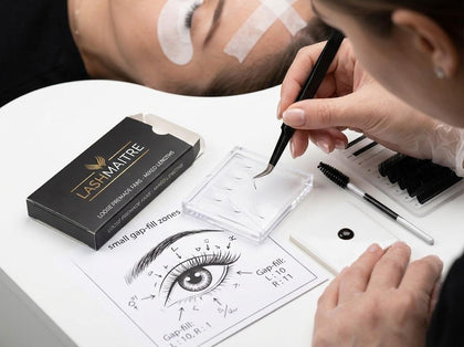 LASHMAITRE Mixed Length Loose Premade Fans - 600 Fans gap fill application workflow